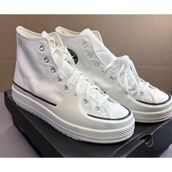 Converse CTAS Construct Hi White/Black /Egret A02832C Unisex 12M/13.5W NWB! - Picture 2 of 7